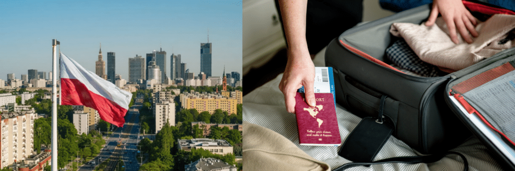 Poland Work Permit Visa in 2026– Secure Your Job in Europe Today – Apply Now blue and orange corporate work visa twitter header